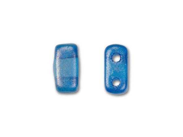 Majestic color comes alive in the CzechMates glass 3x6mm halo azurite 2-hole brick beads. These small, rectangular beads feature two stringing holes, allowing you to add them to multi-strand designs. They look great between strands of seed beads and other two-hole beads. Add these beads to seed bead embroidery projects for added fun. These beads feature royal blue color with a subtle golden sheen. 