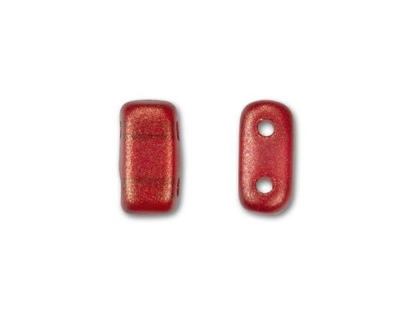 CzechMates Glass 3x6mm Halo Cardinal 2-Hole Brick Bead (50pc Strand)