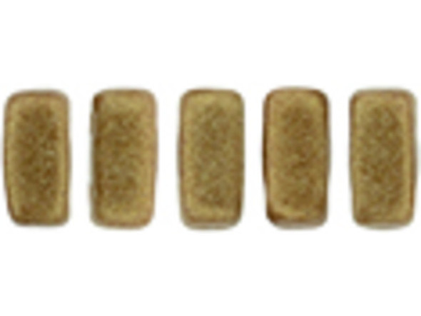 CzechMates Glass 3 x 6mm Sueded Gold Umber 2-Hole Brick Bead Strand