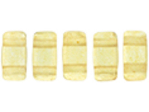 CzechMates Glass 3 x 6mm ColorTrends Transparent Spicy Mustard 2-Hole Brick Bead Strand