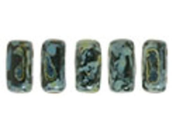 CzechMates Glass 2-Hole Rectangle Brick Beads 6x3mm - Jet Picasso