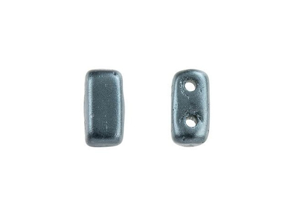 CzechMates Glass 3 x 6mm Pearl Coat Charcoal 2-Hole Brick Bead Strand