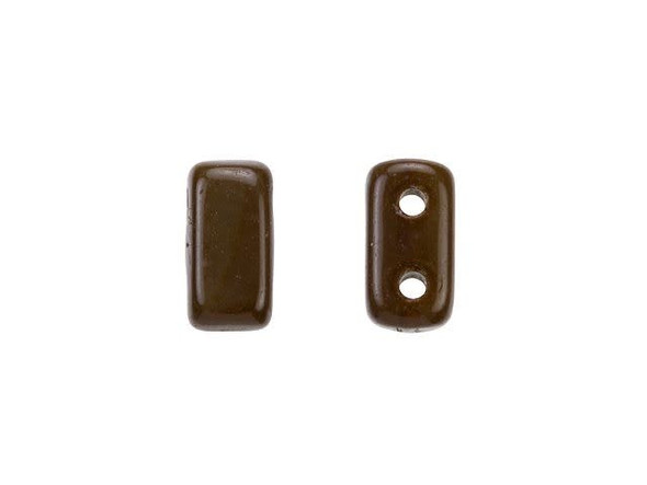 CzechMates Glass 3x6mm Chocolate Brown 2-Hole Brick Bead (50pc Strand)