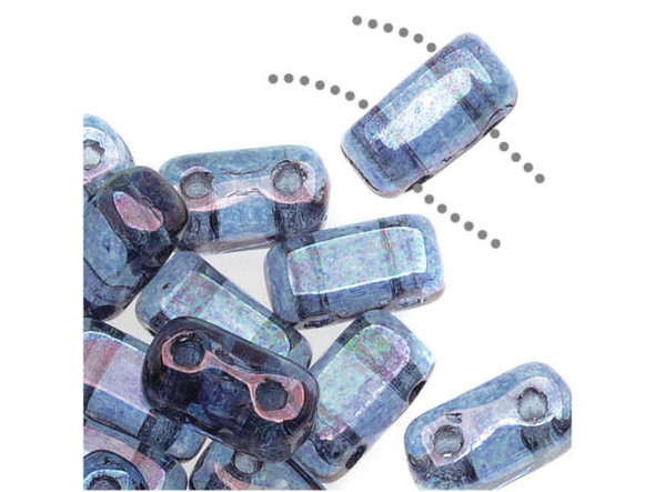 CzechMates Glass 2-Hole Rectangle Brick Beads 6x3mm -Transparent Amethyst Luster