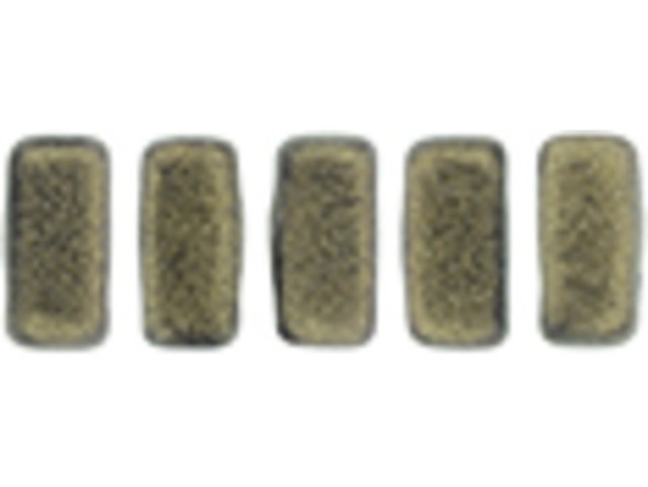 CzechMates Glass 3 x 6mm Sueded Gold Navy 2-Hole Brick Bead Strand