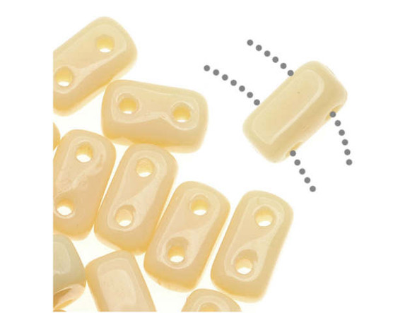 CzechMates Glass 2-Hole Rectangle Brick Beads 6x3mm - Opaque Light Beige