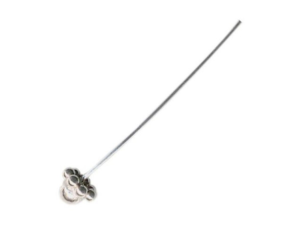 Sterling Silver Fancy Ball Head Pin, 1" (10 Pieces)
