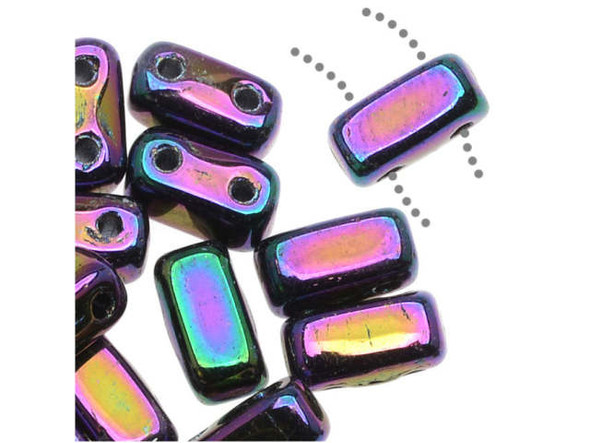 CzechMates Glass 2-Hole Rectangle Brick Beads 6x3mm - Purple Iris