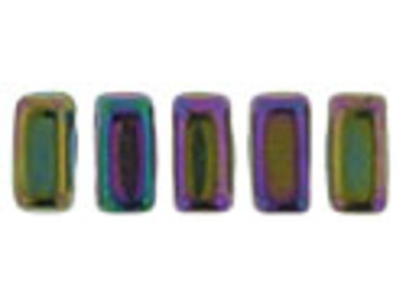 CzechMates Glass 2-Hole Rectangle Brick Beads 6x3mm - Purple Iris