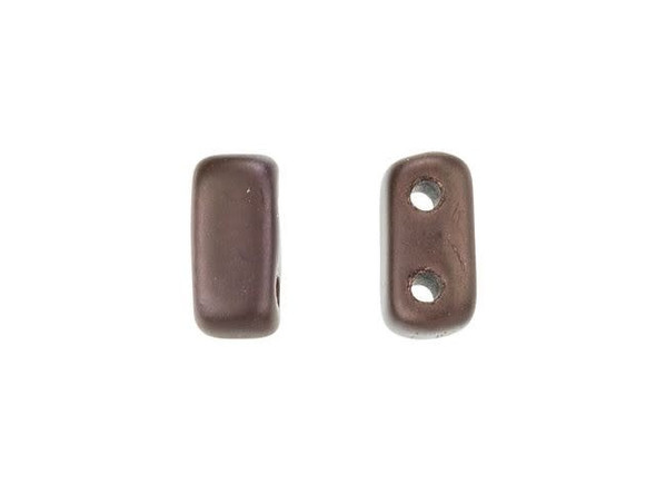 CzechMates Glass 3 x 6mm Chocolate Brown Matte Bronze Vega 2-Hole Brick Bead Strand