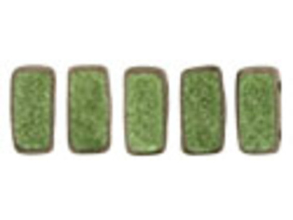 CzechMates Glass, 2-Hole Rectangle Brick Beads 6x3mm, Olive Mauve Polychrome