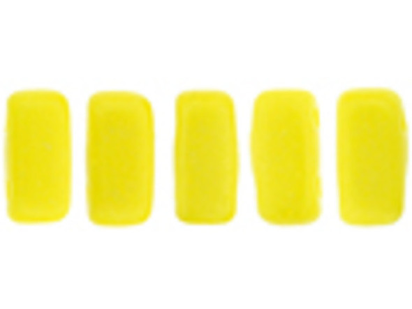 CzechMates Glass 3 x 6mm Sueded Gold Opaque Yellow 2-Hole Brick Bead Strand