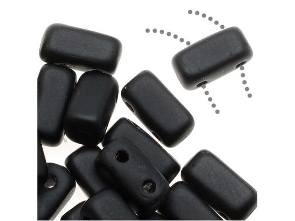 CzechMates Glass 2-Hole Rectangle Brick Beads 6x3mm - Matte Jet