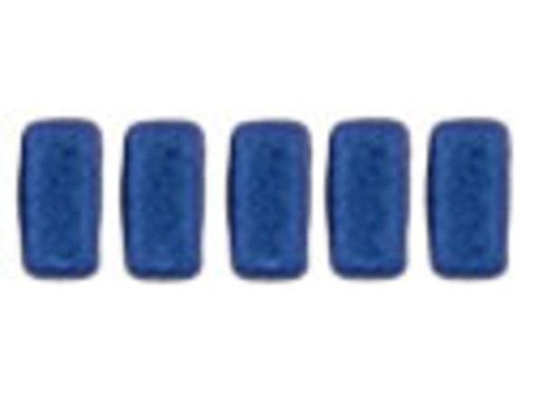 CzechMates Glass, 2-Hole Rectangle Brick Beads 6x3mm, Metallic Blue Suede