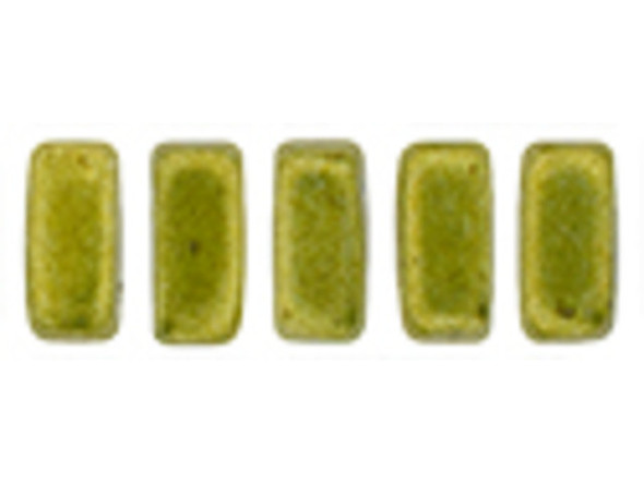 CzechMates Glass 3 x 6mm ColorTrends Saturated Metallic Meadowlark 2-Hole Brick Bead Strand