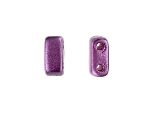 CzechMates Glass 3 x 6mm Pearl Coat Purple Velvet 2-Hole Brick Bead Strand