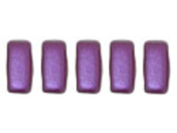 CzechMates Glass 3 x 6mm Pearl Coat Purple Velvet 2-Hole Brick Bead Strand