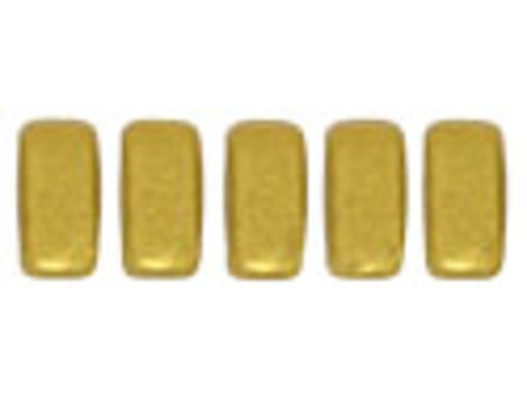 CzechMates Glass 2-Hole Rectangle Brick Beads 6x3mm - Matte Metallic Aztec Gold
