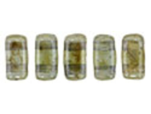 CzechMates Glass 3 x 6mm Luster Transparent Green 2-Hole Brick Bead Strand