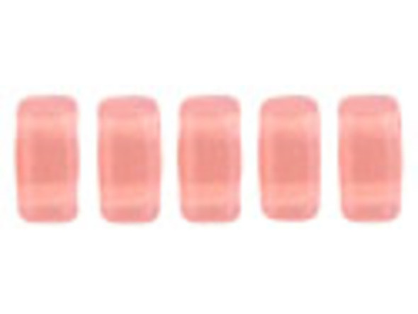 CzechMates Glass 3 x 6mm Milky Pink 2-Hole Brick Bead Strand