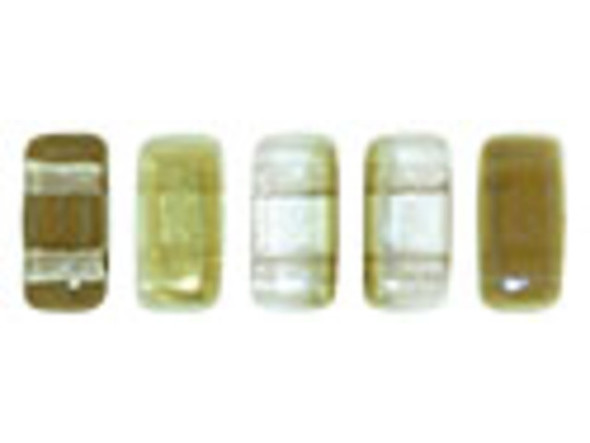 Whether creating stringing projects, bead embroidery, or something else, you'll love these CzechMates Brick Beads. These small, rectangular beads feature two stringing holes, allowing you to add them to multi-strand designs. They look great between strands of seed beads and other two-hole beads. Add these beads to seed bead embroidery projects for added fun. They make a wonderful complement to other CzechMates beads. These beads display a clear crystal color with a hint of golden luster. 