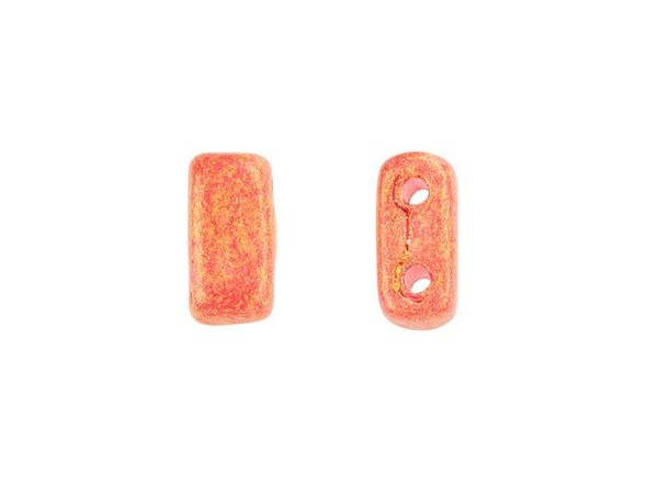 Whether creating stringing projects, bead embroidery, or something else, you'll love these CzechMates Brick Beads. These small, rectangular beads feature two stringing holes, allowing you to add them to multi-strand designs. They look great between strands of seed beads and other two-hole beads. Add these beads to seed bead embroidery projects for added fun. They make a wonderful complement to other CzechMates beads. These beads feature fruity pink color with hints of gold. 