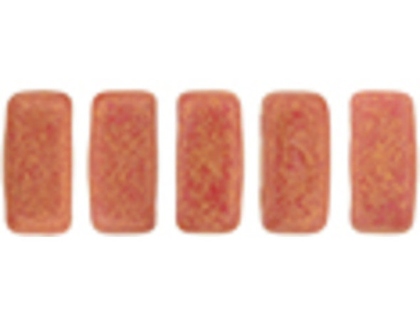 Whether creating stringing projects, bead embroidery, or something else, you'll love these CzechMates Brick Beads. These small, rectangular beads feature two stringing holes, allowing you to add them to multi-strand designs. They look great between strands of seed beads and other two-hole beads. Add these beads to seed bead embroidery projects for added fun. They make a wonderful complement to other CzechMates beads. These beads feature fruity pink color with hints of gold. 