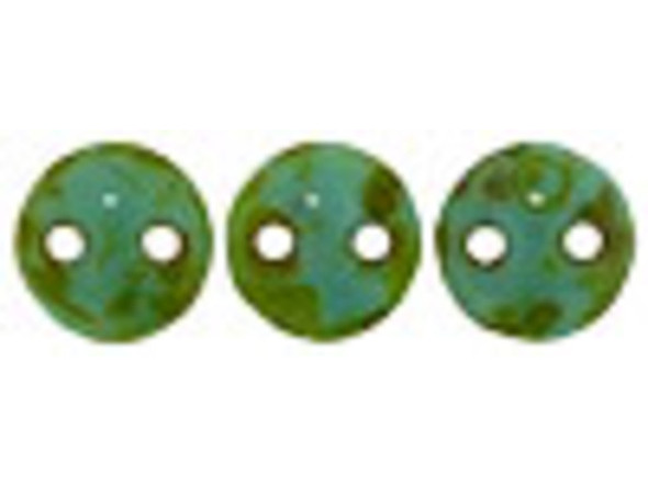 Bring a unique element to your jewelry designs with these CzechMates Lentil beads. These beads feature a puffed disc or lentil shape with two stringing holes. It's a great option for bead weaving, stringing and embroidery. These pressed Czech glass beads are softly rounded, so they won't cut your thread. They are sure to add stability, definition and shape to designs. These beads display a turquoise blue color with accents of mottled brown, giving it a stone-like appearance. 