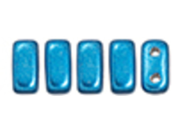 CzechMates Glass 3 x 6mm ColorTrends Saturated Metallic Nebulas Blue 2-Hole Brick Bead (50pc Strand)