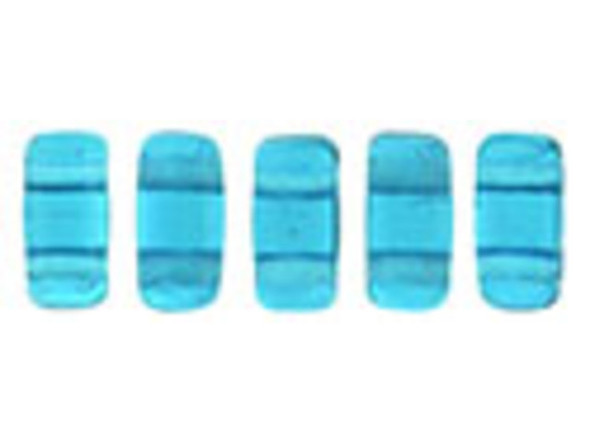 CzechMates Glass 3 x 6mm Teal 2-Hole Brick Bead Strand