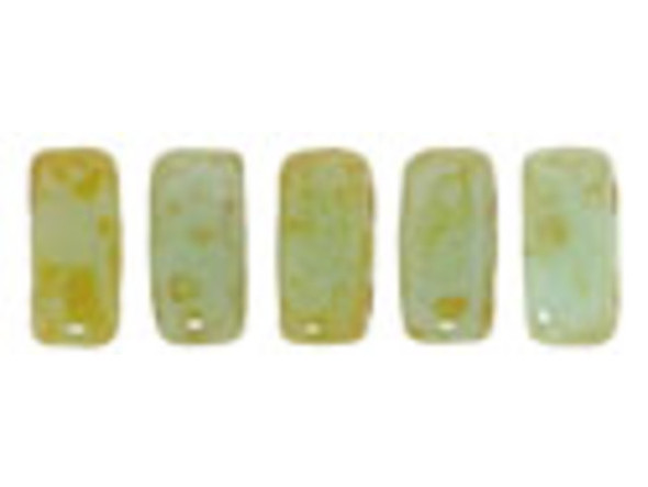 CzechMates Glass 2-Hole Brick Beads 6x3mm - Opaque Pale Turquoise Picasso