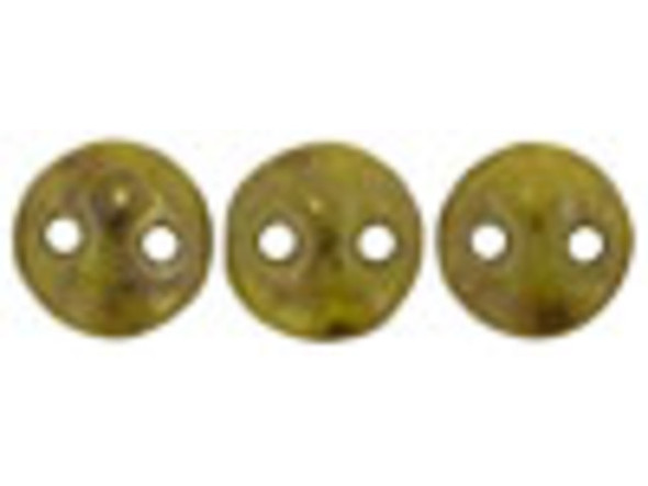 CzechMates Glass 6mm Chartreuse Bronze Picasso 2-Hole Lentil Bead Strand