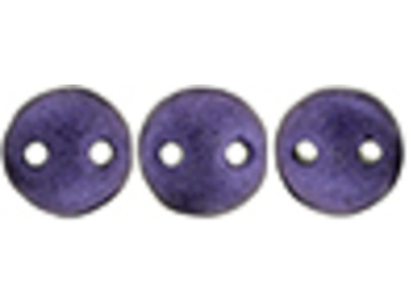 CzechMates Glass, 2-Hole Round Lentil Beads 6mm, Metallic Purple Suede