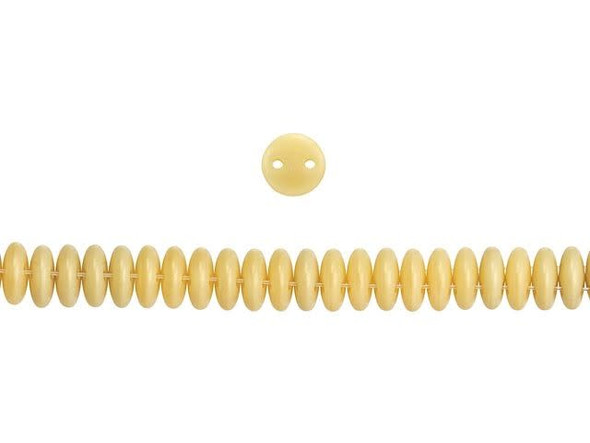 CzechMates Glass 6mm Sueded Gold Opaque Beige 2-Hole Lentil Bead Strand