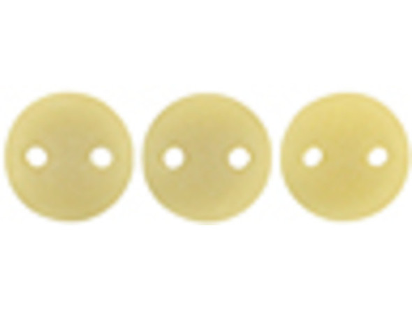 CzechMates Glass 6mm Sueded Gold Opaque Beige 2-Hole Lentil Bead Strand