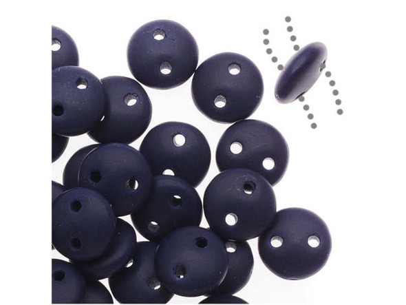Bring a unique element to your jewelry designs with these CzechMates Lentil beads. These beads feature a puffed disc or lentil shape with two stringing holes. It's a great option for bead weaving, stringing and embroidery. These pressed Czech glass beads are softly rounded, so they won't cut your thread. They are sure to add stability, definition and shape to designs. These beads feature a dark blue color with a sot matte finish. 