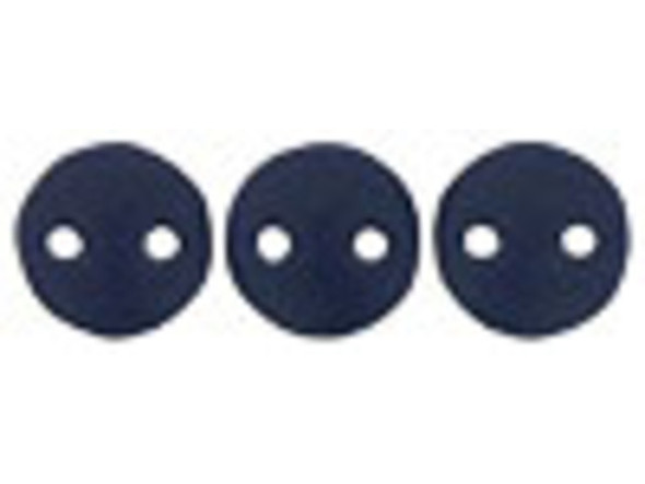 CzechMates Glass 2-Hole Round Flat Lentil Beads 6mm - Matte Navy Blue