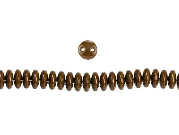 CzechMates Glass 6mm Chocolate Brown 2-Hole Lentil Bead Strand