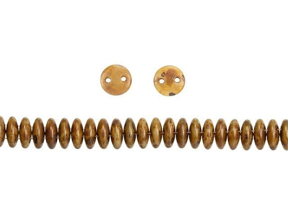 CzechMates Glass 6mm Beige Copper Picasso 2-Hole Lentil Bead Strand