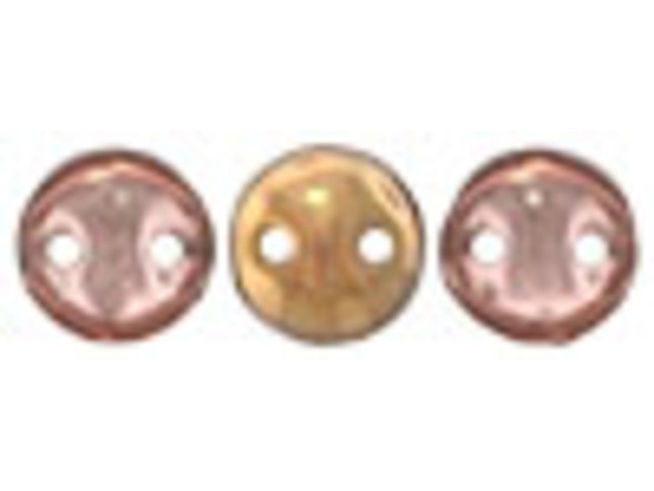 CzechMates Glass 2-Hole Round Flat Lentil Beads 6mm - Apollo Gold