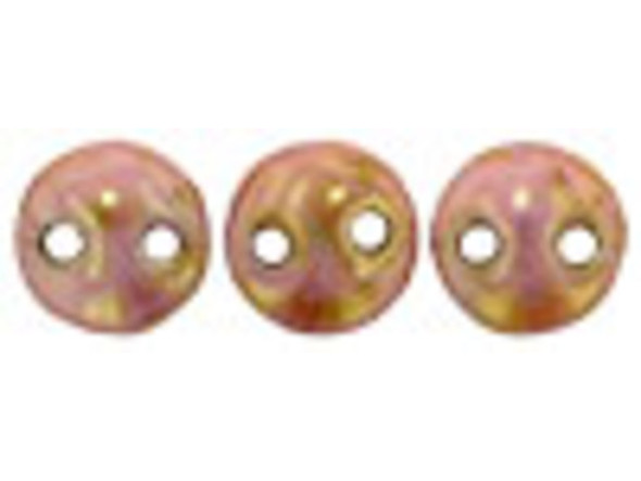 Bring a unique element to your jewelry designs with these CzechMates Lentil beads. These beads feature a puffed disc or lentil shape with two stringing holes. It's a great option for bead weaving, stringing and embroidery. These pressed Czech glass beads are softly rounded, so they won't cut your thread. They are sure to add stability, definition and shape to designs. Deep blush pink color with hints of mottled brown and a golden gleam fills these beads. 