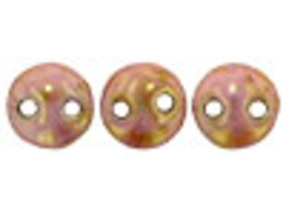 CzechMates Glass 6mm Luster Opaque Rose/Gold Topaz 2-Hole Lentil Bead Strand