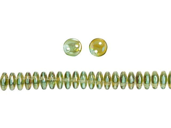 CzechMates Glass 6mm Aquamarine Celsian 2-Hole Lentil Bead Strand