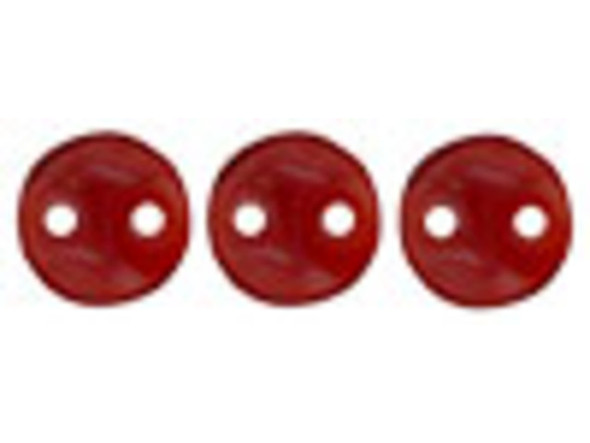 CzechMates Glass 6mm Siam Ruby 2-Hole Lentil Bead Strand