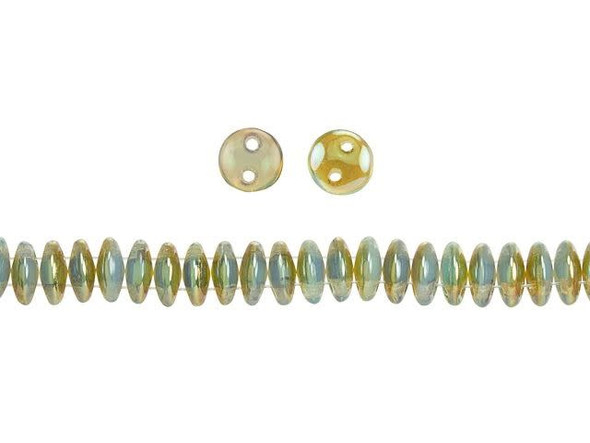 CzechMates Glass 6mm Milky Aqua Celsian 2-Hole Lentil Bead Strand