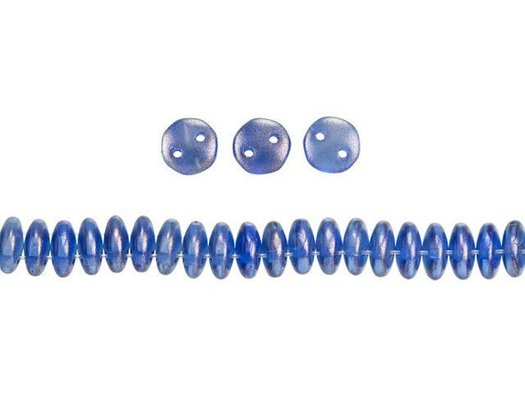 CzechMates Glass 6mm Halo Ultramarine 2-Hole Lentil Bead Strand