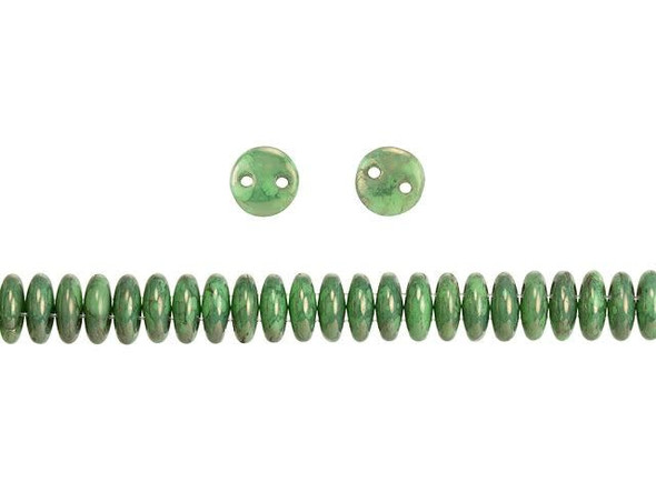 CzechMates Glass 6mm Honeydew Moon Dust 2-Hole Lentil Bead Strand