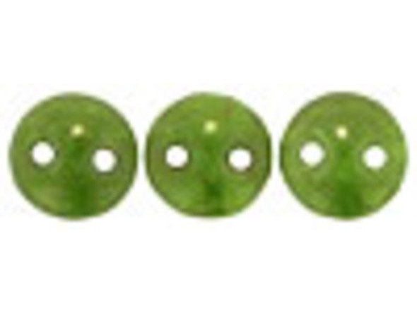 CzechMates Glass 6mm Honeydew Moon Dust 2-Hole Lentil Bead Strand