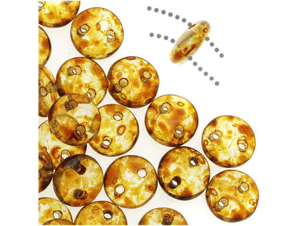 CzechMates Glass 2-Hole Round Flat Lentil Beads 6mm - Crystal Picasso