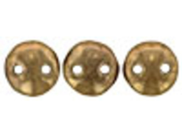Bring a unique element to your jewelry designs with these CzechMates Lentil beads. These beads feature a puffed disc or lentil shape with two stringing holes. It's a great option for bead weaving, stringing and embroidery. These pressed Czech glass beads are softly rounded, so they won't cut your thread. They are sure to add stability, definition and shape to designs. They feature deep gold color with a metallic shine. 